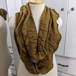Mustard yellow infinity scarf with ruffled edges